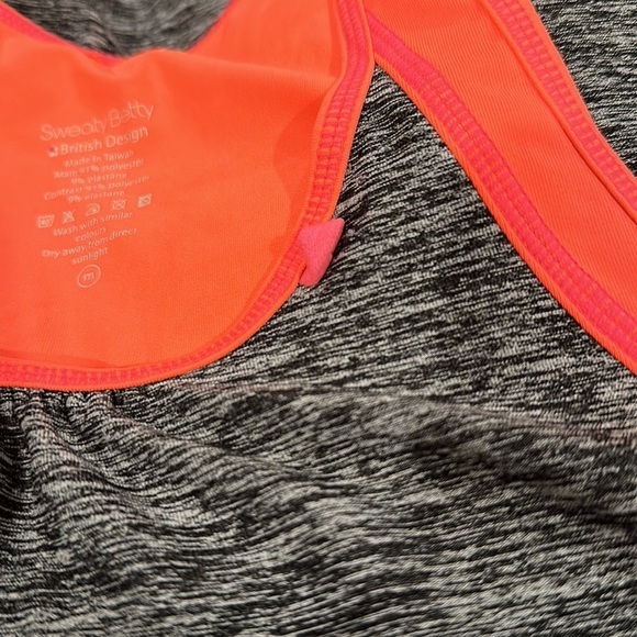 🔵 SALE 3/$25 SWEATY BETTY GREY HEATHERED ORANGE PINK RUCHE SIDES TANK TOP M - Picture 8 of 11